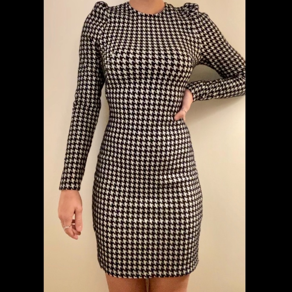 Houndstooth Print Dress
